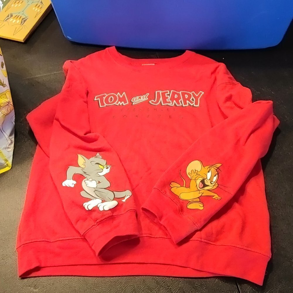 Disney Tom & Jerry Crewneck Pullover Long Sleeve Red